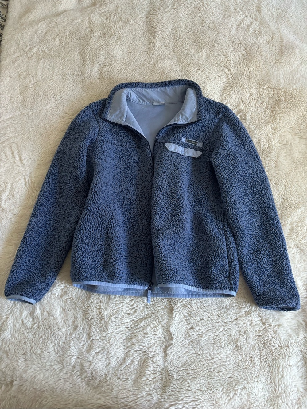 Columbia Blue Sherpa Fleece Full Zip Jacket